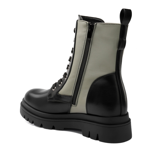 Chelsea Platform Lace Up Boots - BLACK GREEN - 3
